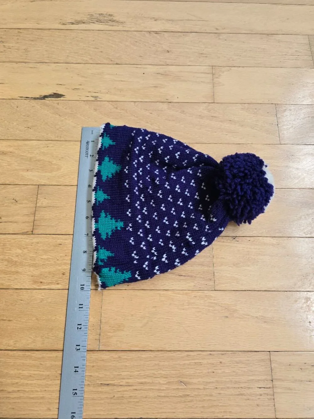 vintage 90's | Alpine Ski blue wool cozy pom-pom beanie - Picture 8 of 8